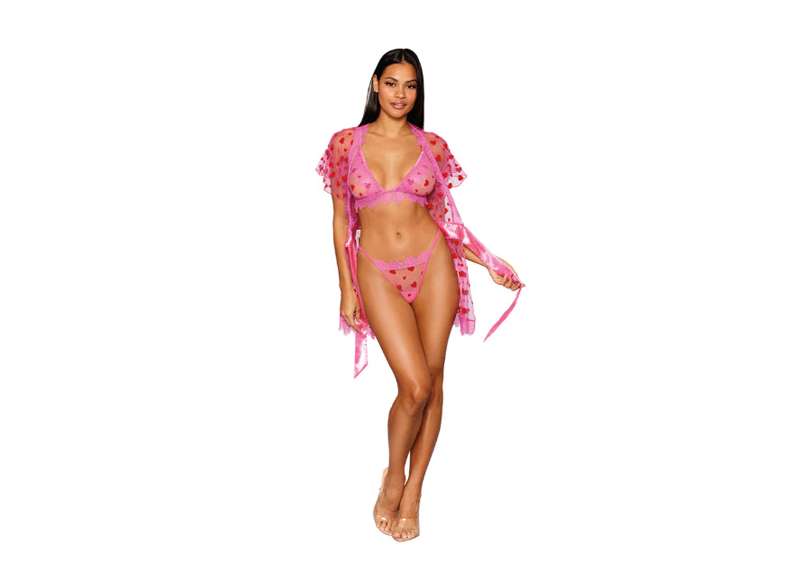 Dreamgirl Robe, Bralette & G-String Set