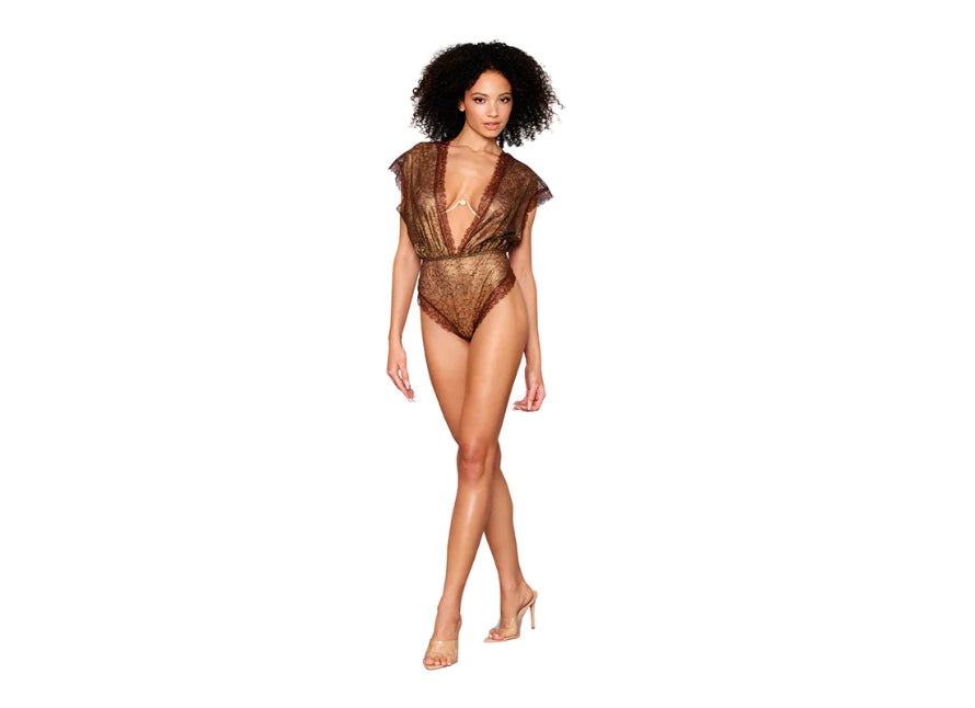 Dreamgirl Teddy and Rhinestone Cupless Bra Lingerie Set
