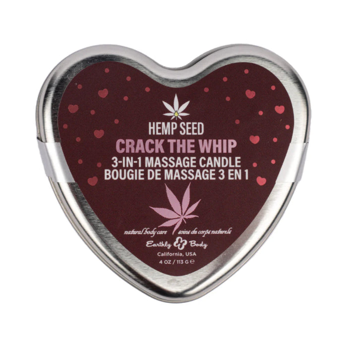Earthly Body Hemp Seed Valentine 3-in-1 Massage Candle Crack The Whip Scented