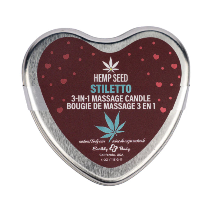 Earthly Body Hemp Seed Valentine 3-in-1 Massage Candle Stiletto Scented