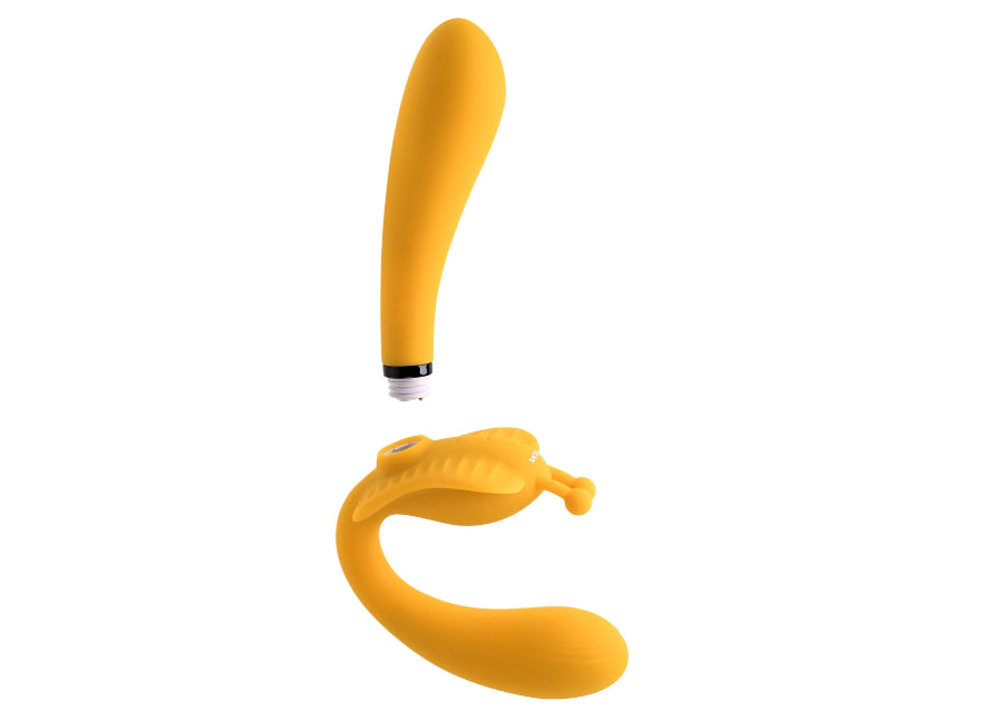 Evolved Monarch Rechargeable Silicone Multifunction Vibrating Three Motor Strapless Strap-On Double Dildo