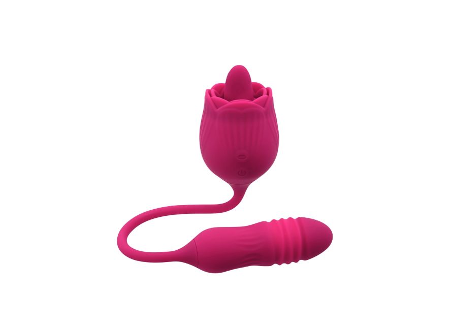 Evolved Wild Rose Rechargeable Dual-Ended Silicone Thrusting Egg & Flicking Tongue Vibrator