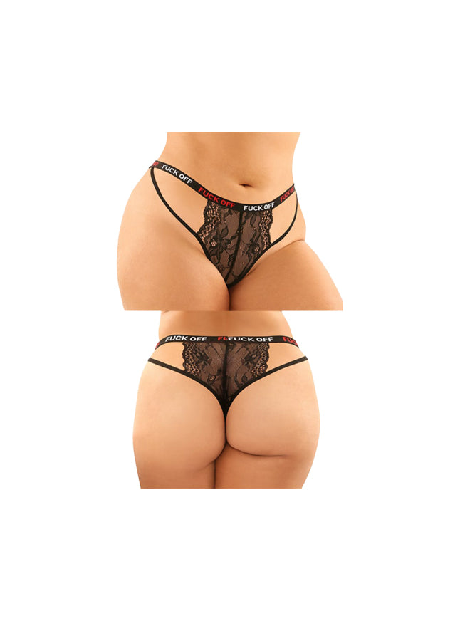 Fantasy Lingerie Fuck Off Two Pack Cutout Lace Panty & Caged Thong