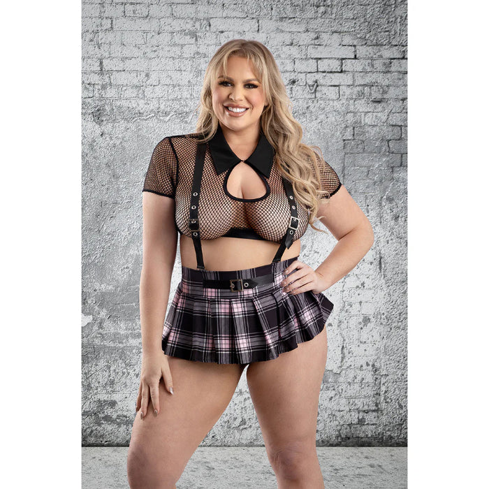 Fantasy Lingerie Play Skipping Class 4-Piece School Girl Costume Set
