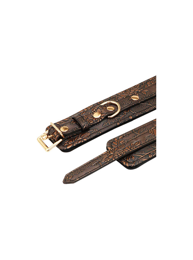 Floral Print Ankle Restraints With Faux Fur Lining