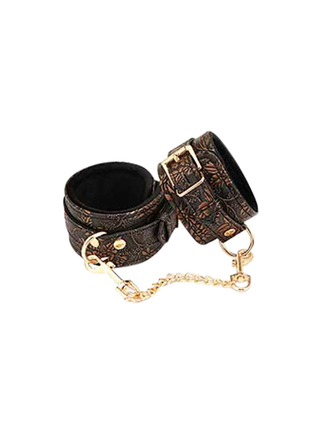 Floral Print Ankle Restraints With Faux Fur Lining