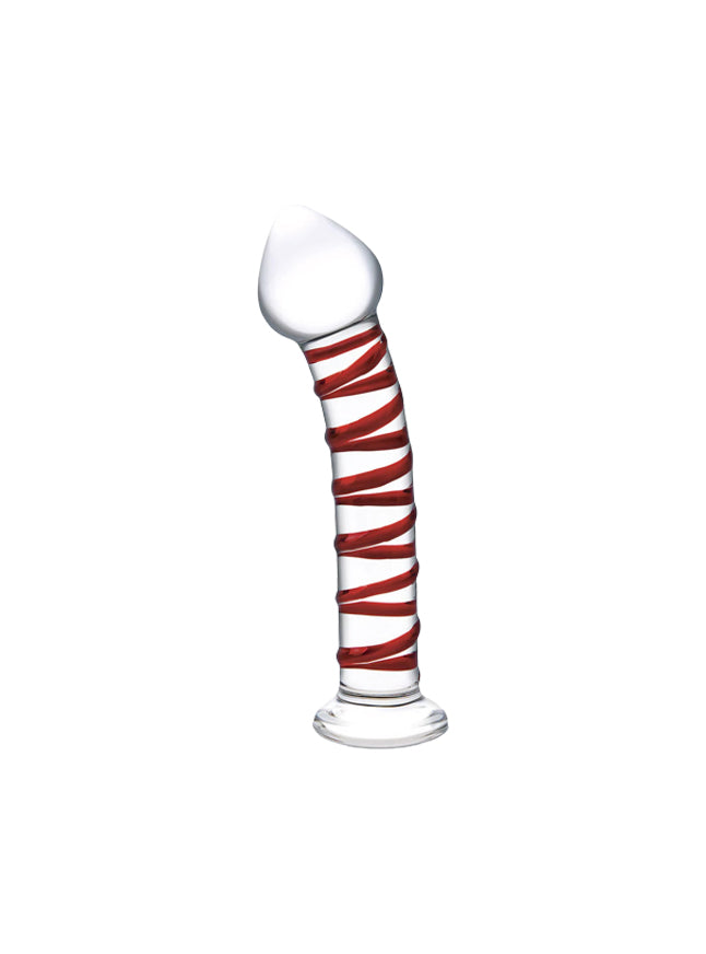 Glas Handmade 8" Mr. Swirly Spiral Texture Curved Girthy Glass Dildo