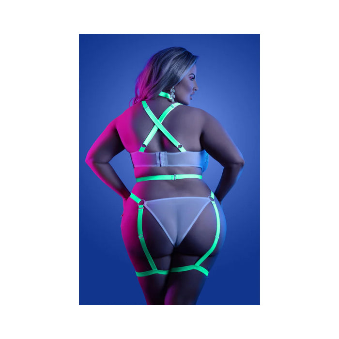 Fantasy Lingerie Glow Night Vision Glow-In-The-Dark Lace Strappy Teddy