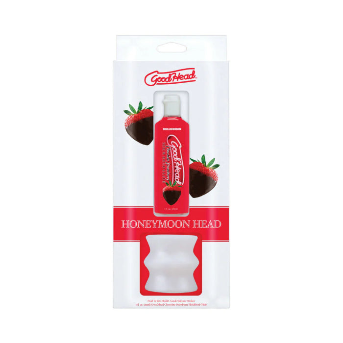 GoodHead Honeymoon Head Kit With Open-Ended Silicone Stroker And Chocolate Strawberry Flavored Slick Head Glide