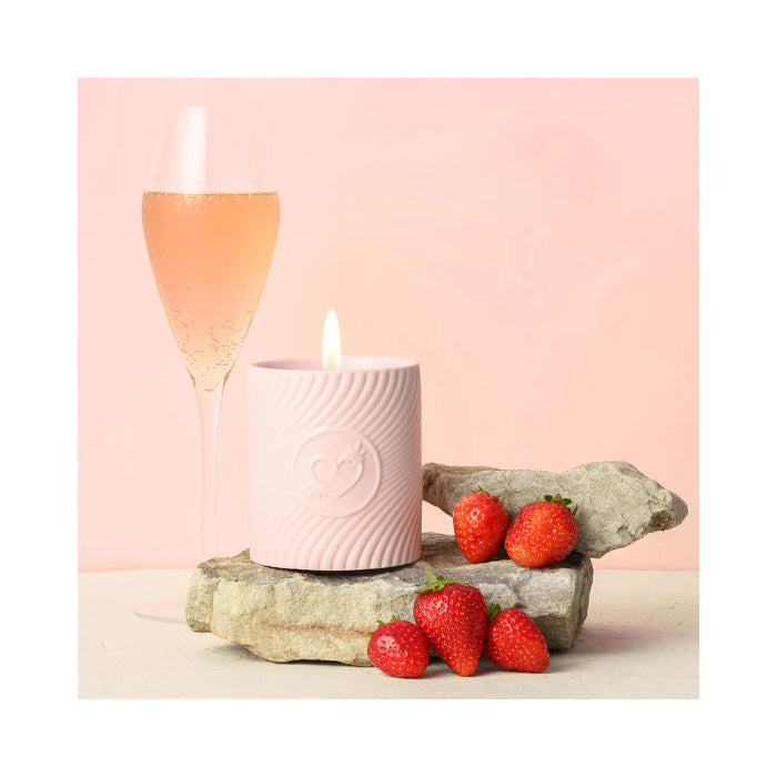 HighOnLove Pink Strawberries & Champagne Massage Candle For Massage and Temperature Play