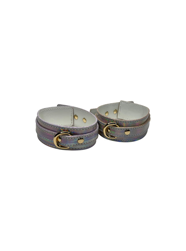 Holographic Vegan Leather Ankle Cuffs