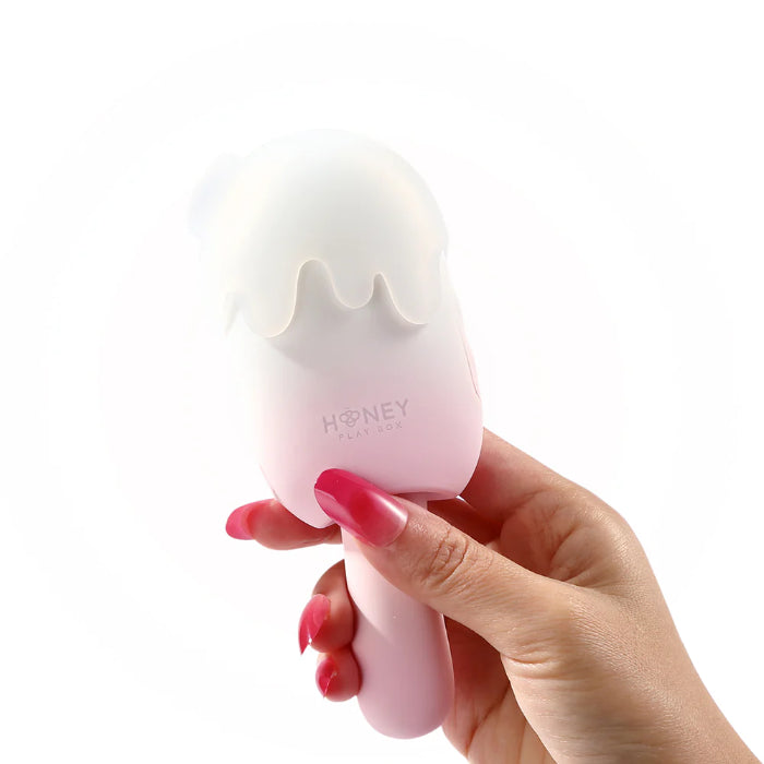 Honey Play Box Bite Me Sucking Tapping Vibrating & Swinging Handle Cream Pop Rechargeable Silicone Stimulator
