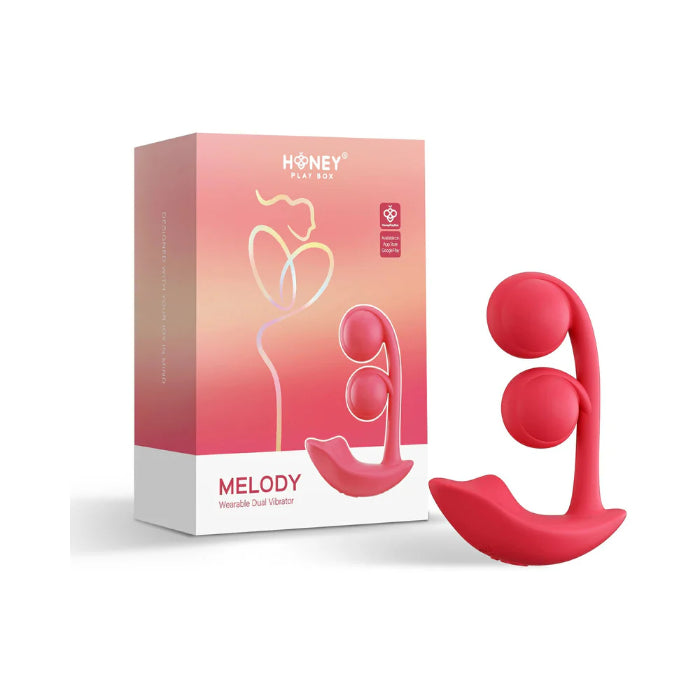 Honey Play Box Melody Wearable Twin Balls Dual Motor Pressure Sensing Rechargeable Silicone App-Controlled Rabbit Style Vibrator