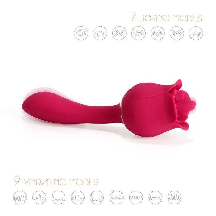 Honey Play Box Rhea The Rose Tongue Licking Vibrator and G-spot Rechargeable Vibrating Silicone Massager