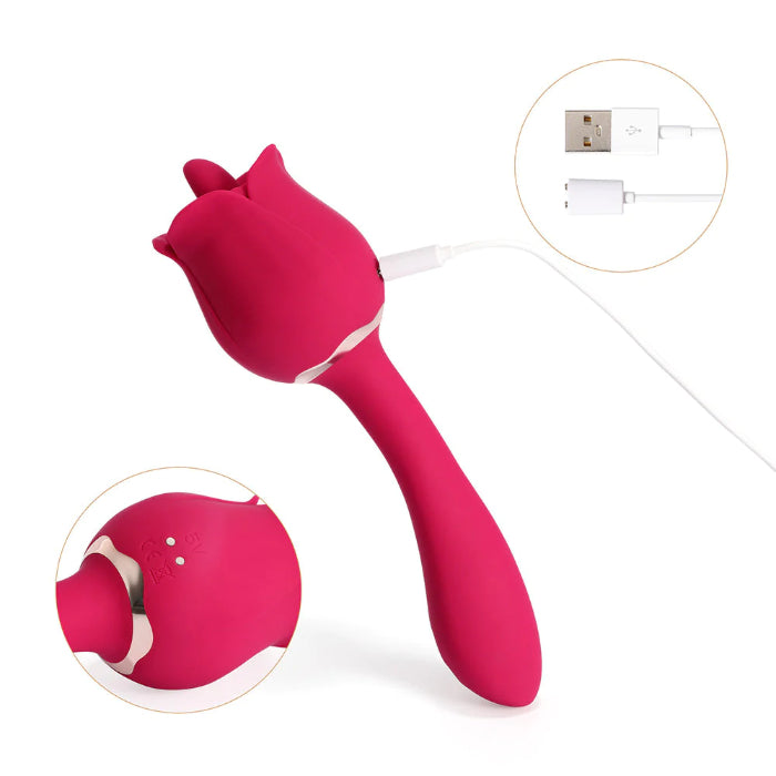 Honey Play Box Rhea The Rose Tongue Licking Vibrator and G-spot Rechargeable Vibrating Silicone Massager