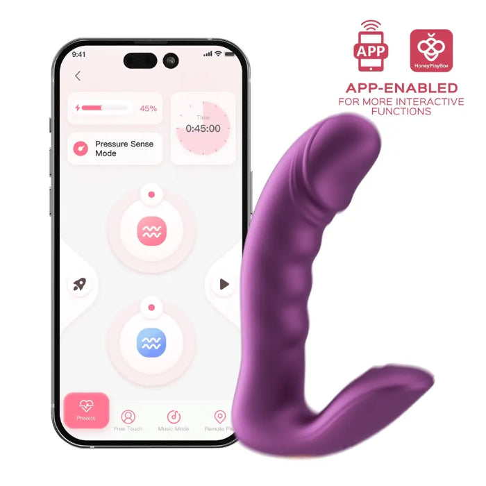 Honey Play Box Rora 2 App-Controlled Rotating Wearable Dual Stimulating Temperature Display Vibrator