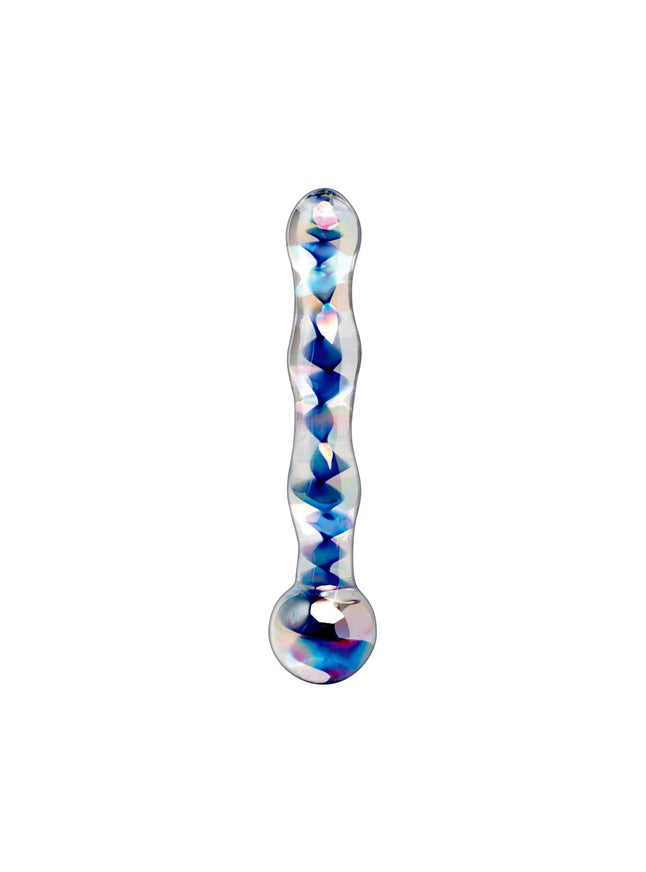 Icicles No. 8 Blue Swirl Glass Dildo