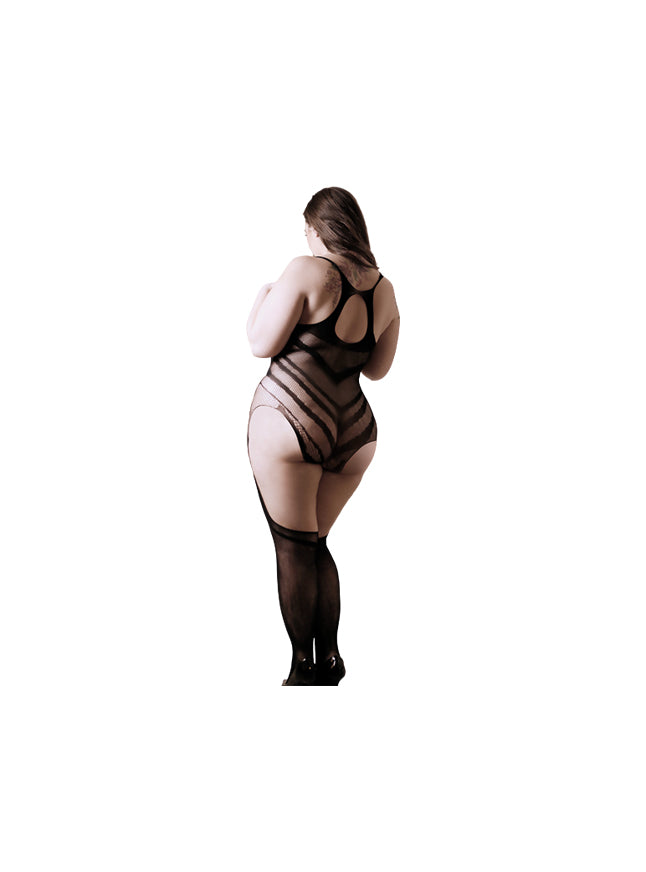 Impulsive Gartered Teddy Sheer Bodystocking