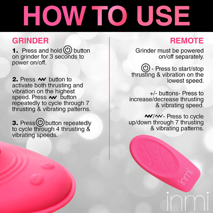 Inmi Spin 'N' Grind Rechargeable Rotating And Vibrating Silicone Grinder with Remote Control