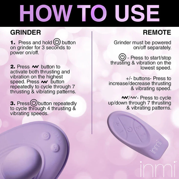 Inmi Thrust 'N' Grind Rechargeable Thrusting And Vibrating Silicone Grinder with Remote Control