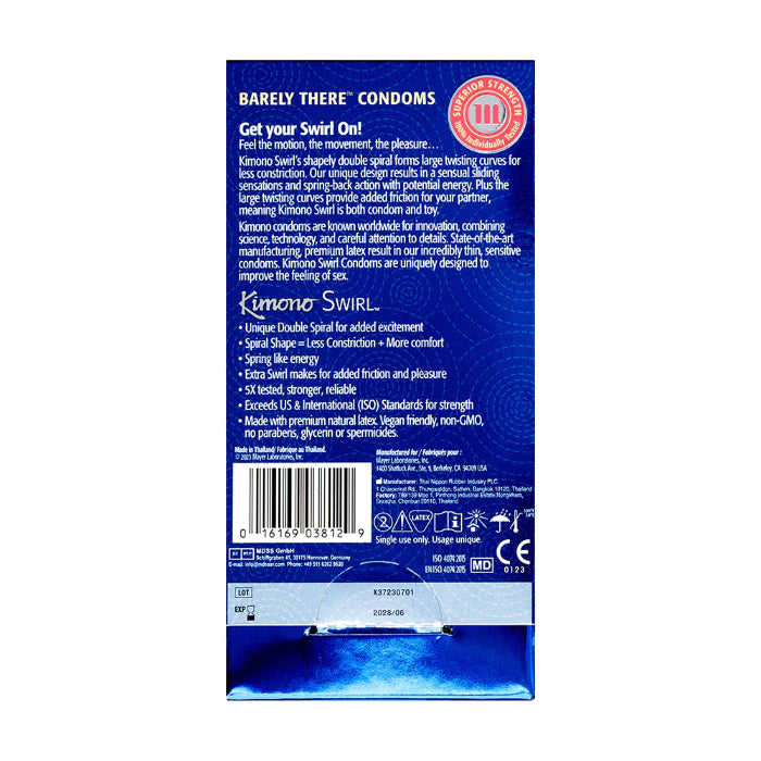 Kimono Swirl 12 Pack Double Helix Shaped Vegan Latex Condoms