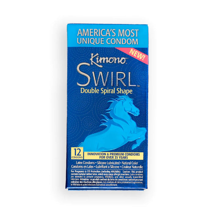 Kimono Swirl 12 Pack Double Helix Shaped Vegan Latex Condoms