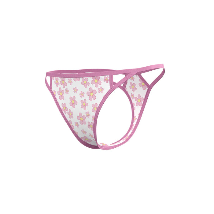 Magic Silk Blacklight Responsive Daisy Print Dress & Tanga Panty Lingerie Set