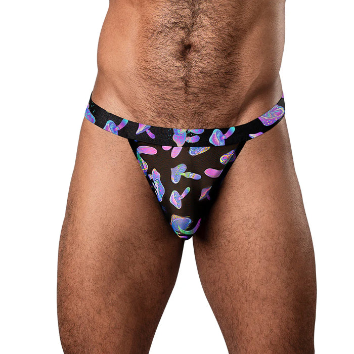 Male Power Hazy Dayz Micro Thong Blacklight Responsive Mushrooms Print