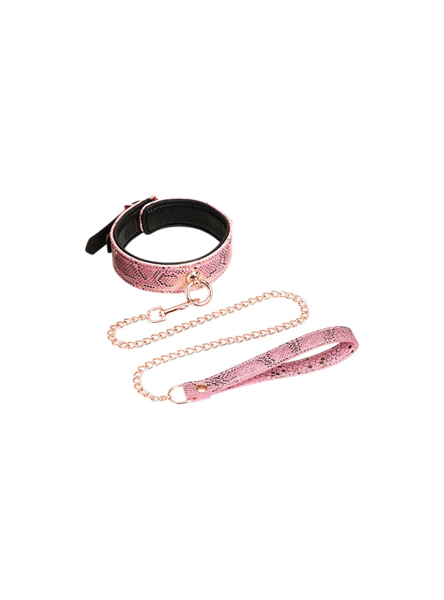 Microfiber Snake Print Collar And Leash Pack