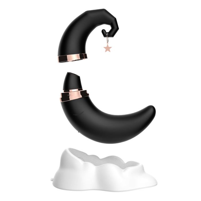 Moon Shaped Rechargeable Silicone Dual Ended Air Pulse G-Spot Vibrator