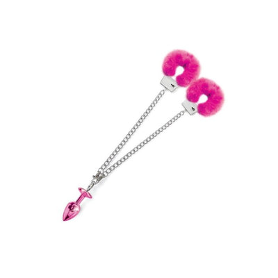 Nixie Metal Butt Plug & Detachable Furry Handcuff Set