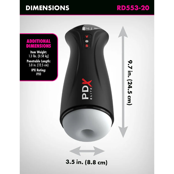 PDX Elite Fap-Gasm Rechargeable Vibrating And Sucking Stroker