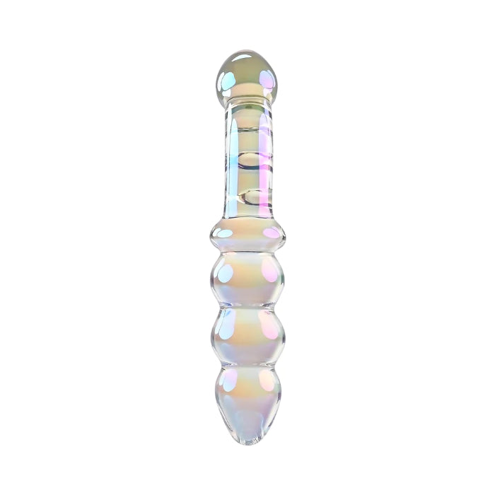 Playboy Jewels Glass Double Iridescent Textured Dildo With Rabbit Head Detail