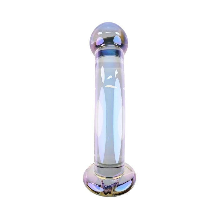 Playboy Jewels Glass King Iridescent Curved Dildo With Rabbit Head Detail