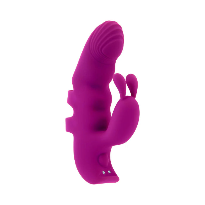 Playboy Lend A Hand Rechargeable Dual Stimulating Rabbit Style Wearable Finger Vibrator