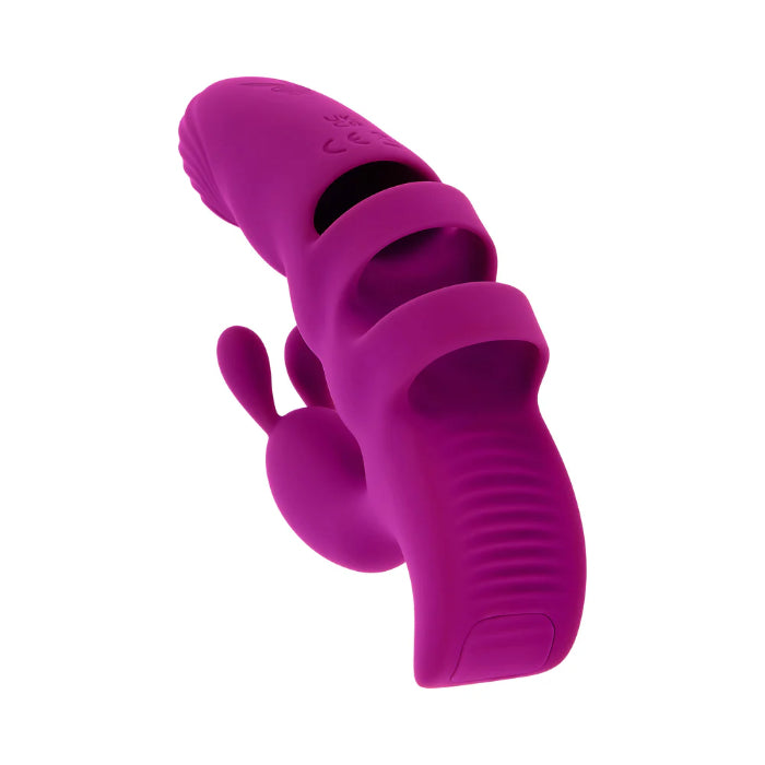 Playboy Lend A Hand Rechargeable Dual Stimulating Rabbit Style Wearable Finger Vibrator