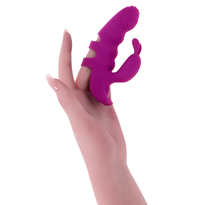 Playboy Lend A Hand Rechargeable Dual Stimulating Rabbit Style Wearable Finger Vibrator
