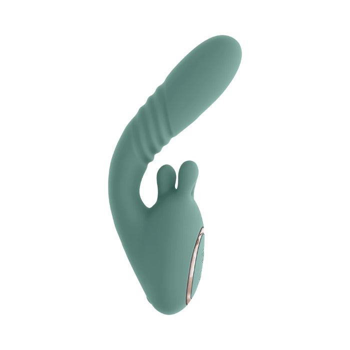 Playboy Thrust Into Ecstasy Rechargeable Dual Stimulating Bendable Thruster With External Rotating Prong Stimulator