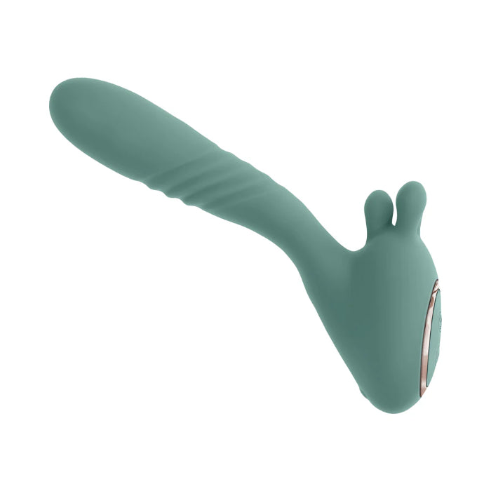 Playboy Thrust Into Ecstasy Rechargeable Dual Stimulating Bendable Thruster With External Rotating Prong Stimulator