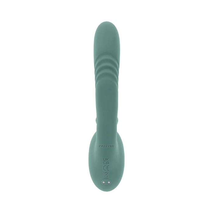 Playboy Thrust Into Ecstasy Rechargeable Dual Stimulating Bendable Thruster With External Rotating Prong Stimulator