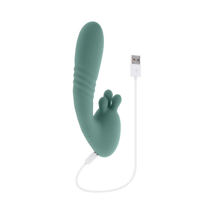 Playboy Thrust Into Ecstasy Rechargeable Dual Stimulating Bendable Thruster With External Rotating Prong Stimulator