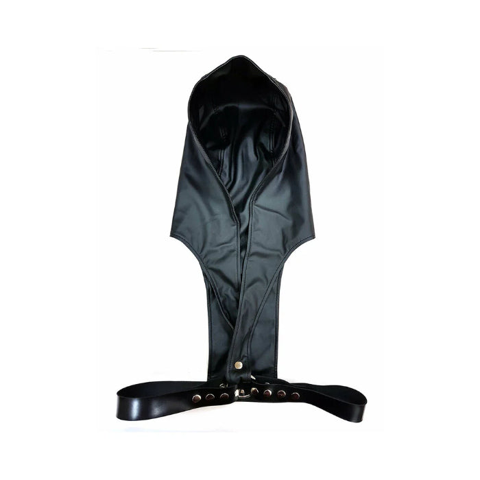 Rouge Faux Leather Hoodie With Chest Harness