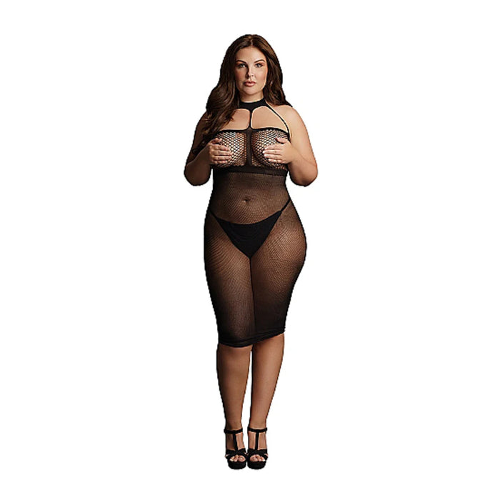 Shots Le Desir Fishnet High-Neck Dress