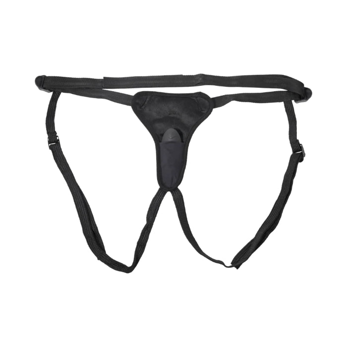Sportsheets Hidden Pocket Adjustable Strap On Harness And Remote Control Rechargeable Vibrator Set