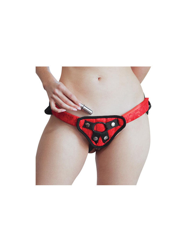 Sportsheets Red Lace Corsette Strap-On Harness