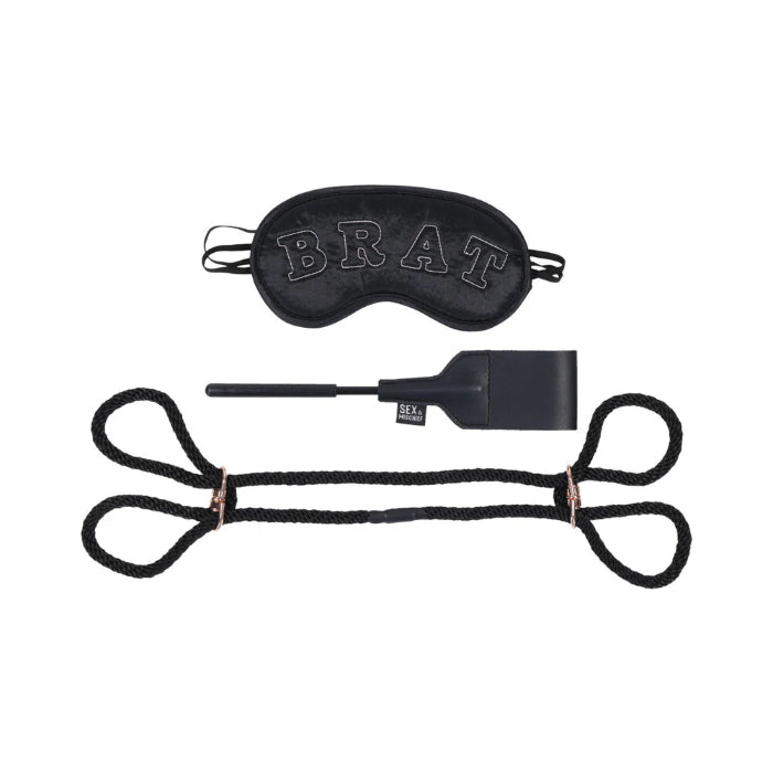 Sportsheets S&M Knotty Brat Kit With Crop Blindfold And Rope Cuffs