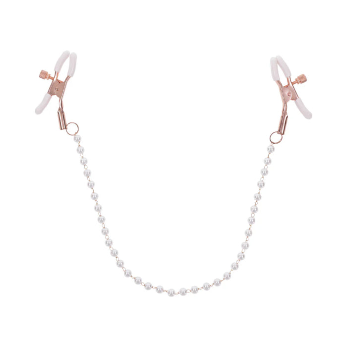Sportsheets Sex & Mischief Peaches 'n CreaMe Pearl Adjustable Tension Nipple Clamps