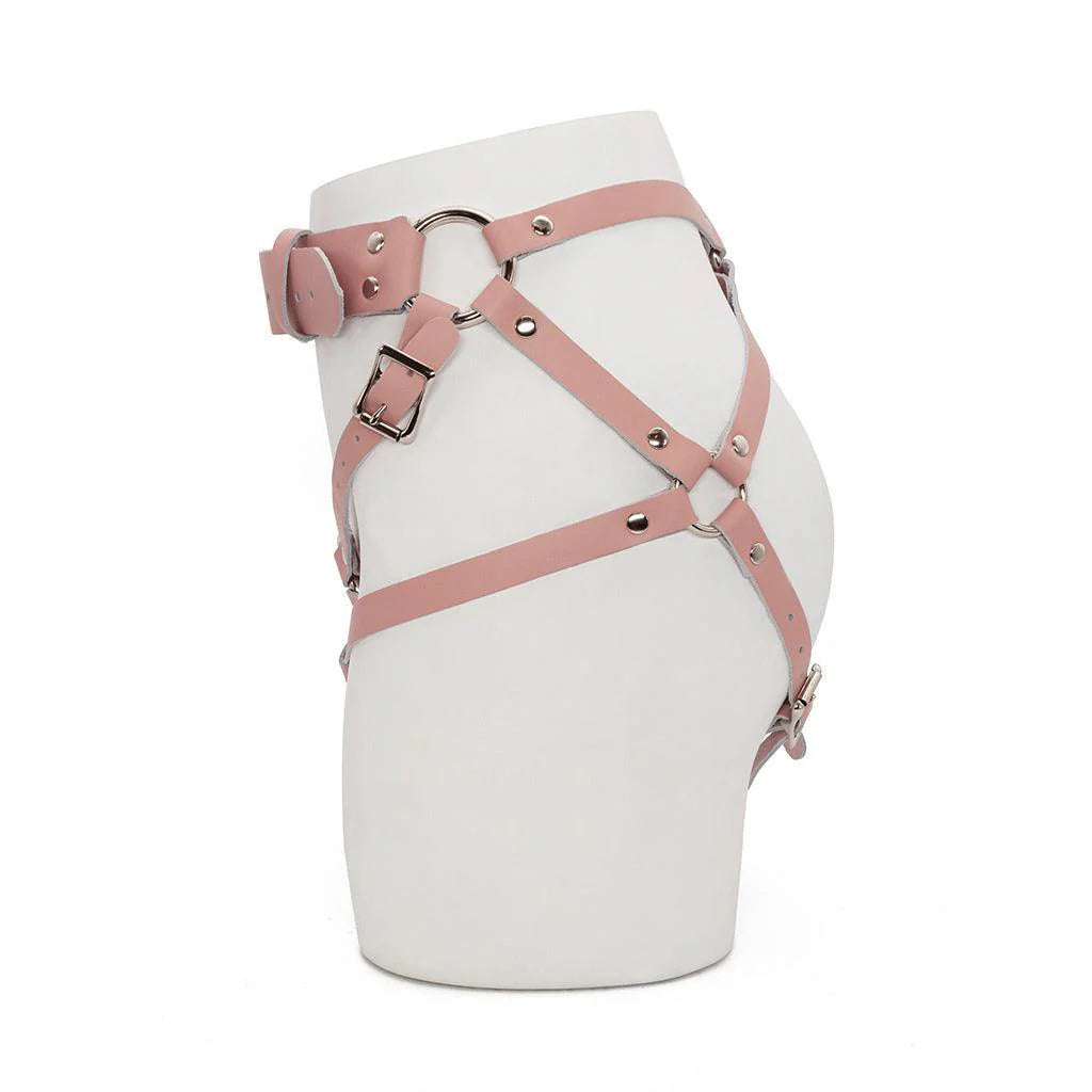 Stupid Cute Leather Strappy Baby Pink Strap On Harness
