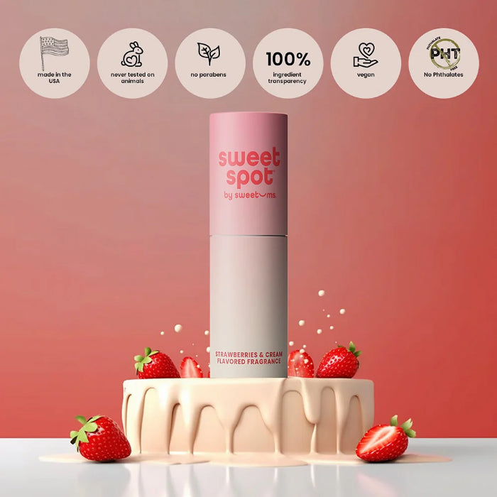 Sweetums Sweet Spot Flavored Vegan Solid Fragrance Stick Strawberries and Cream Flavored