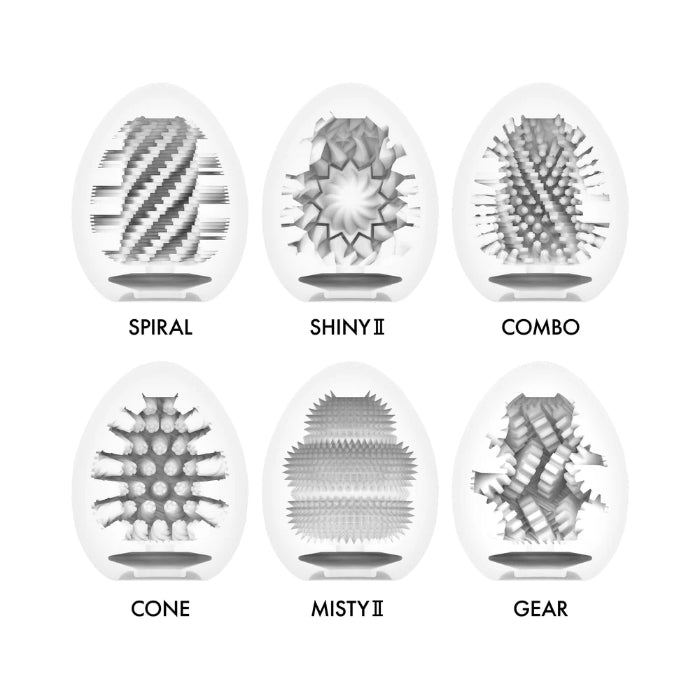 Tenga Egg Variety Pack Hard Boiled II 6 Pack Firm Textured Stretchy Masturbation Sleeves